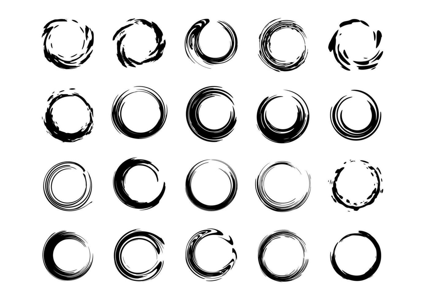 21 brush stroke circle grudge vector set