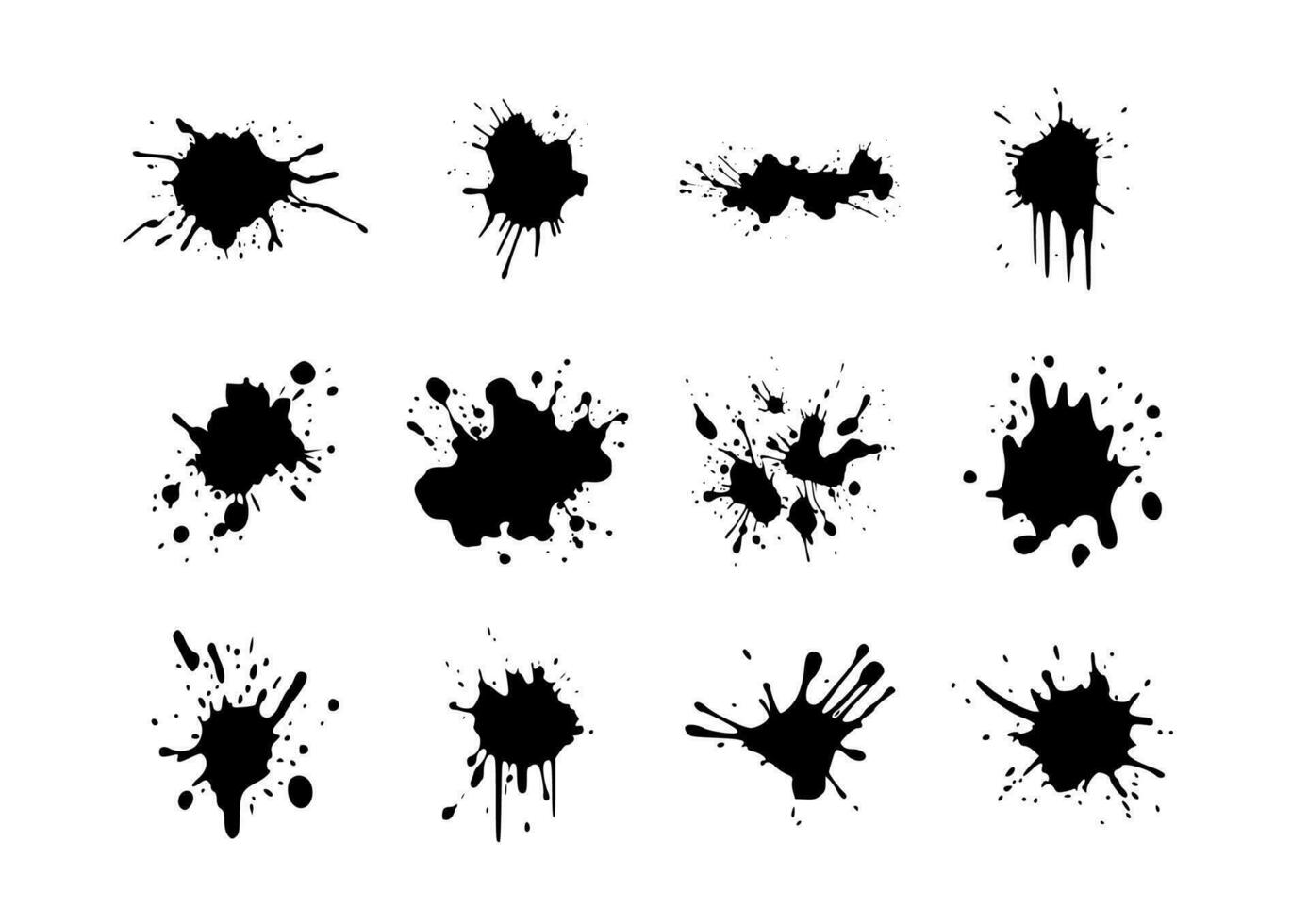 12 grunge ink stains blots splatters bundle vector illustrations