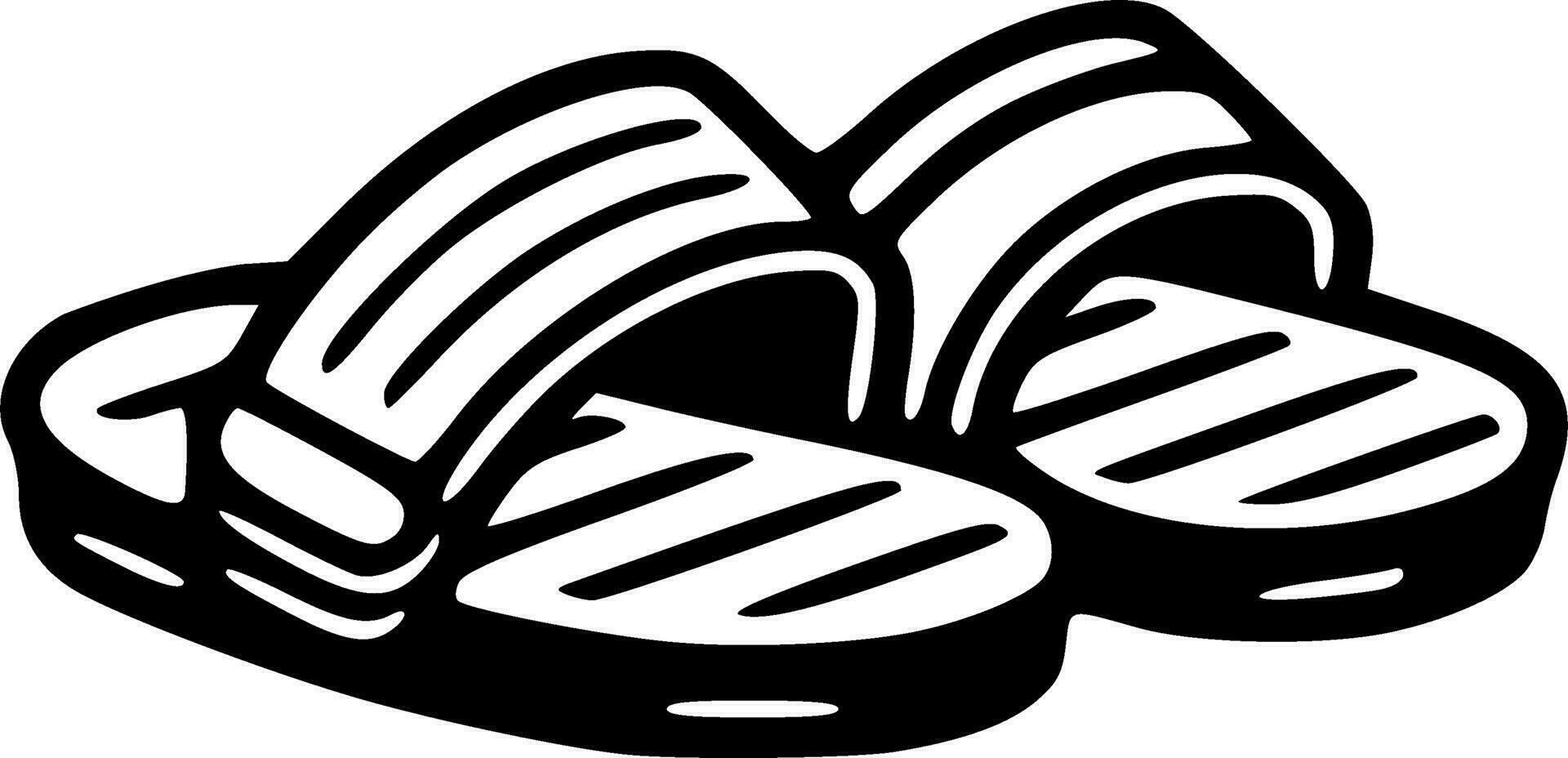 Beach sandals black outlines vector illustration