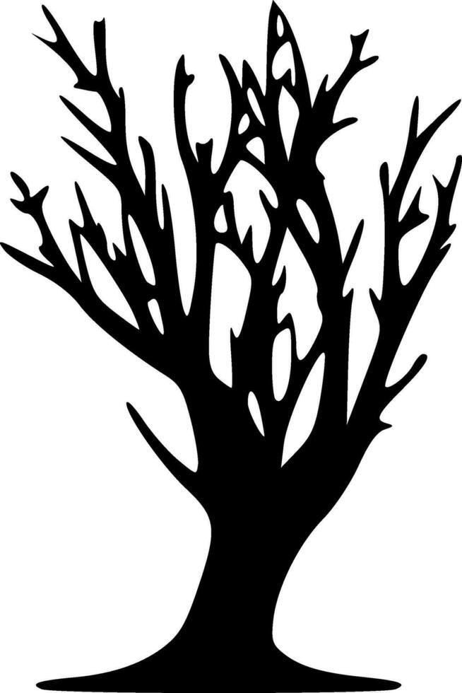 Dead tree black silhouette transparent vector illustration