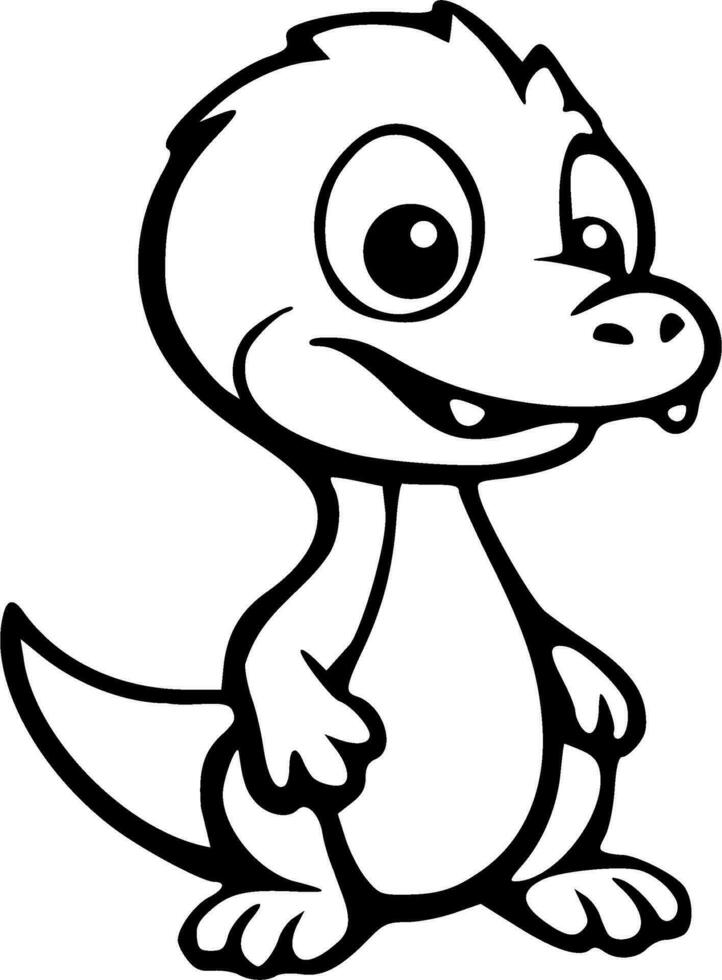 Cute dinosaurus black outlines vector illustration