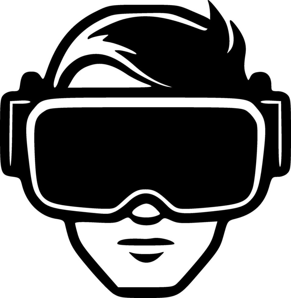Augmented reality virtual reality headset icon black outlines vector illustration