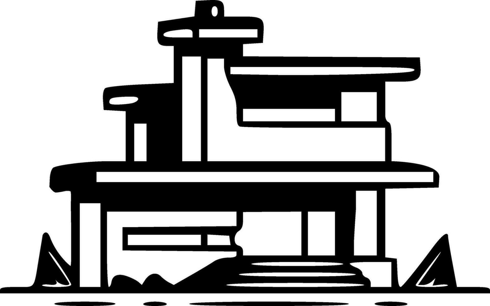 Modern house icon monochrome vector illustration