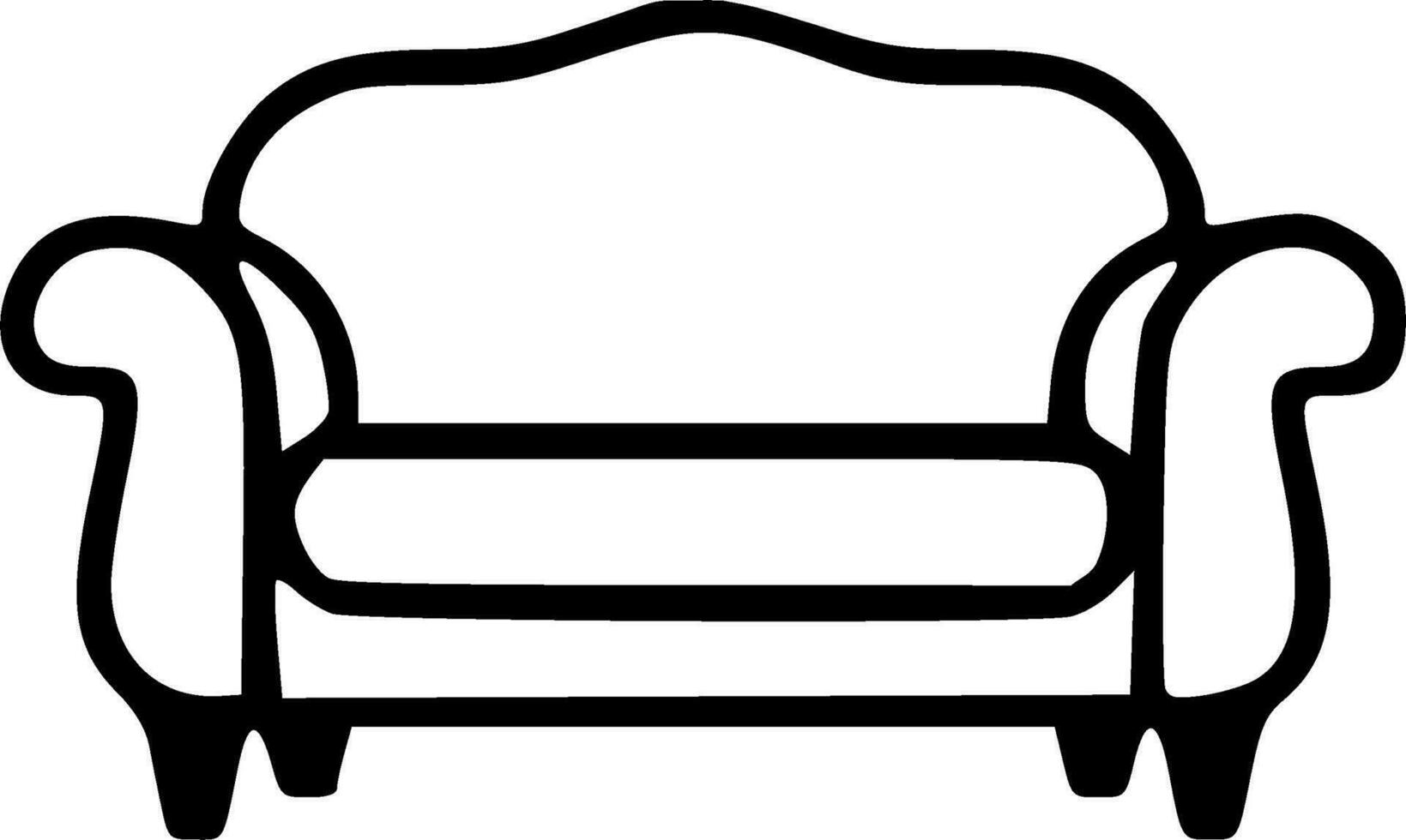 Sofa black outlines vector illustration