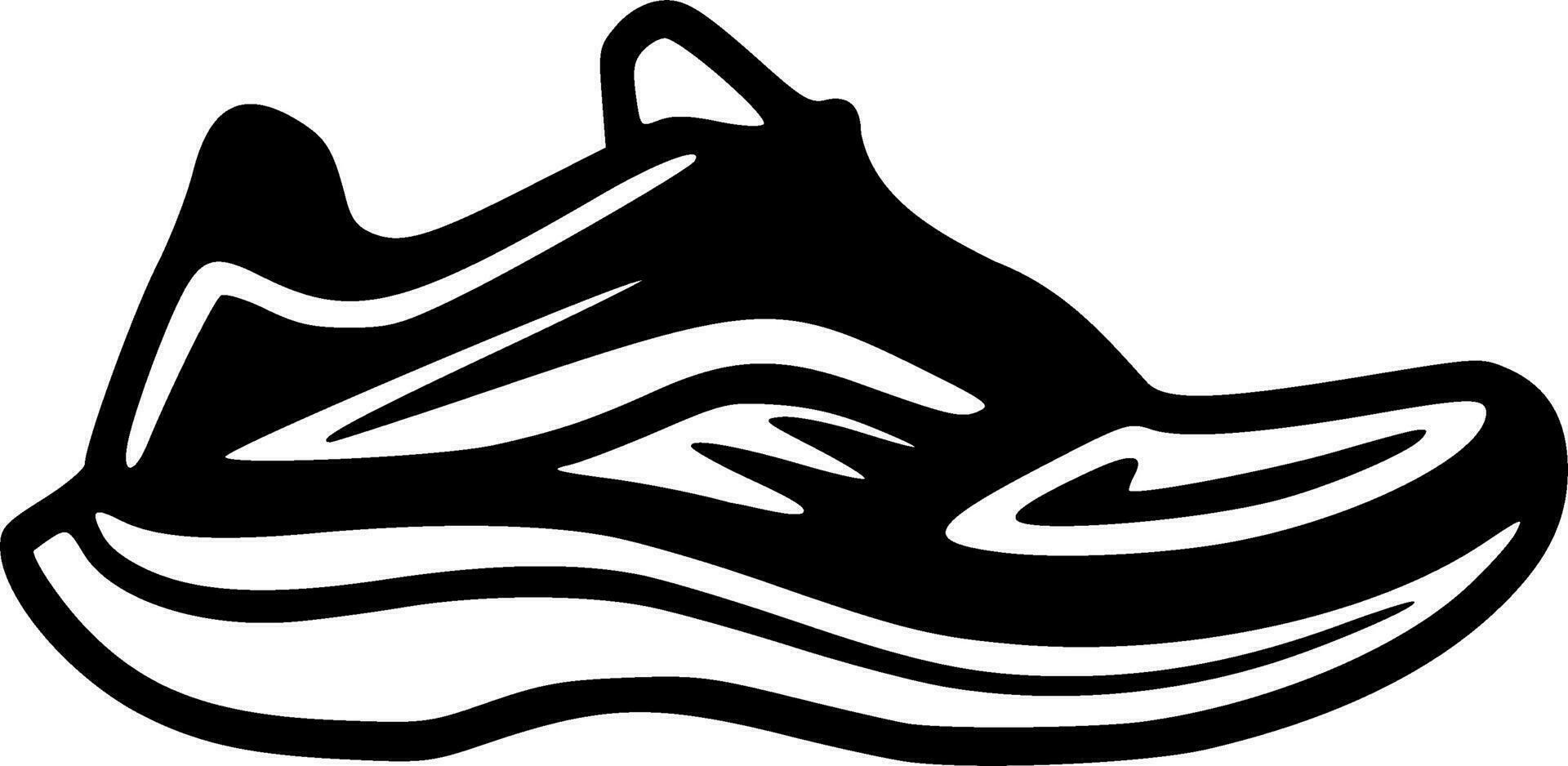 Running sneakers black outline vector illustration