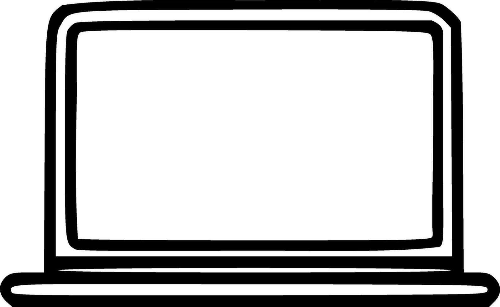 Laptop computer icon black outlines vector illustration