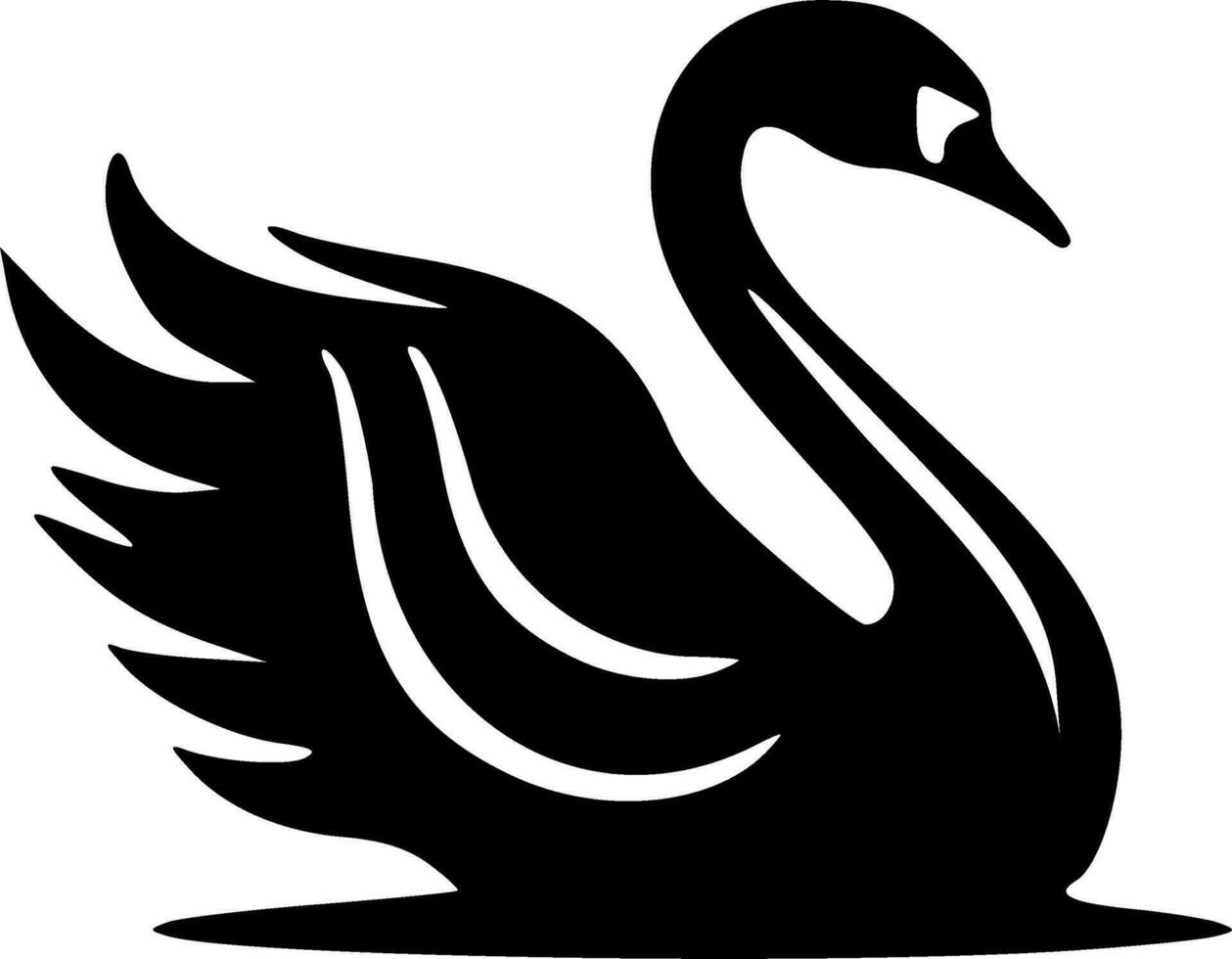 Swan black outlines monochrome vector illustration