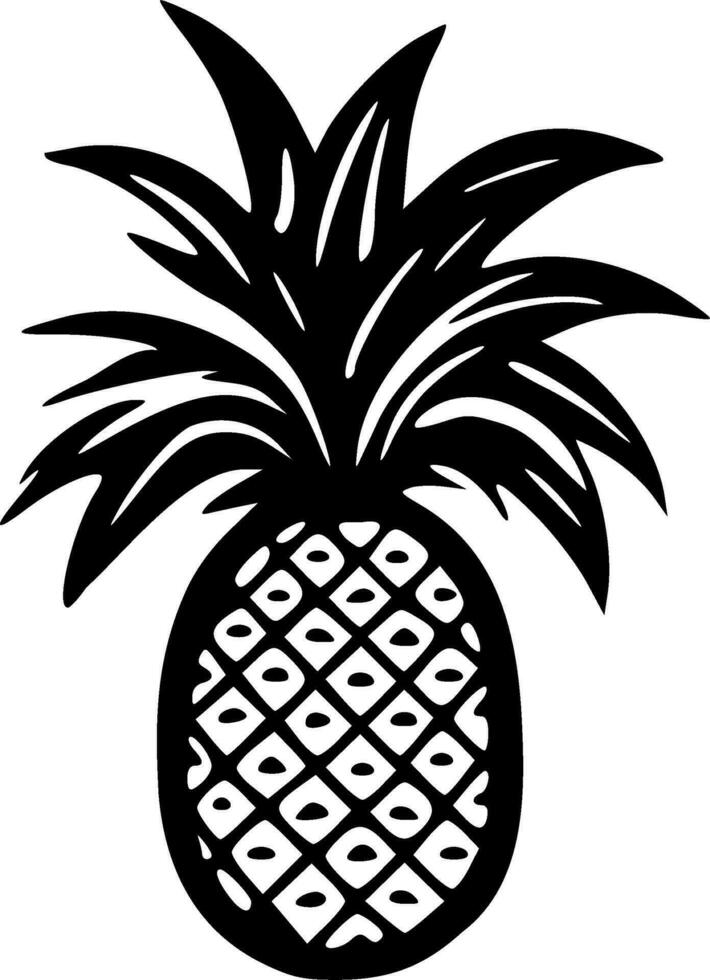 Pineapple fruit black outlines vector illustration