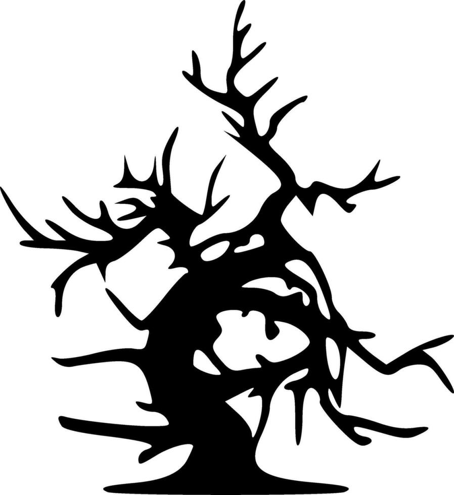 Dead tree black silhouette transparent vector illustration