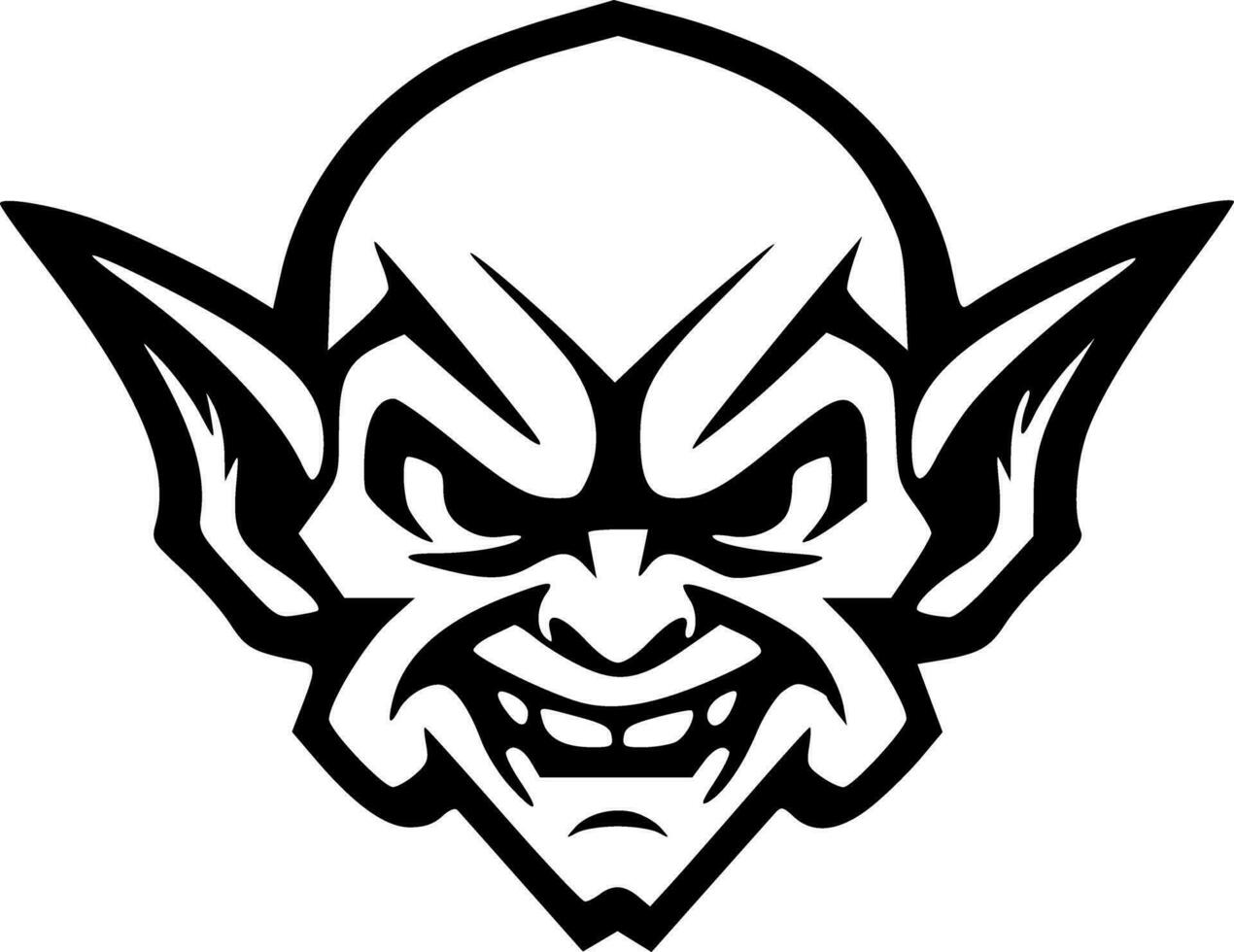 Goblin monster face black outlines vector illustration