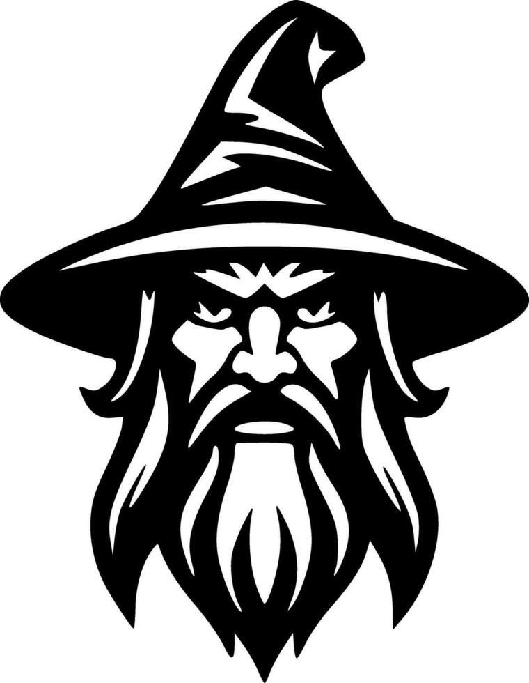 Wizard man face black outlines vector illustration