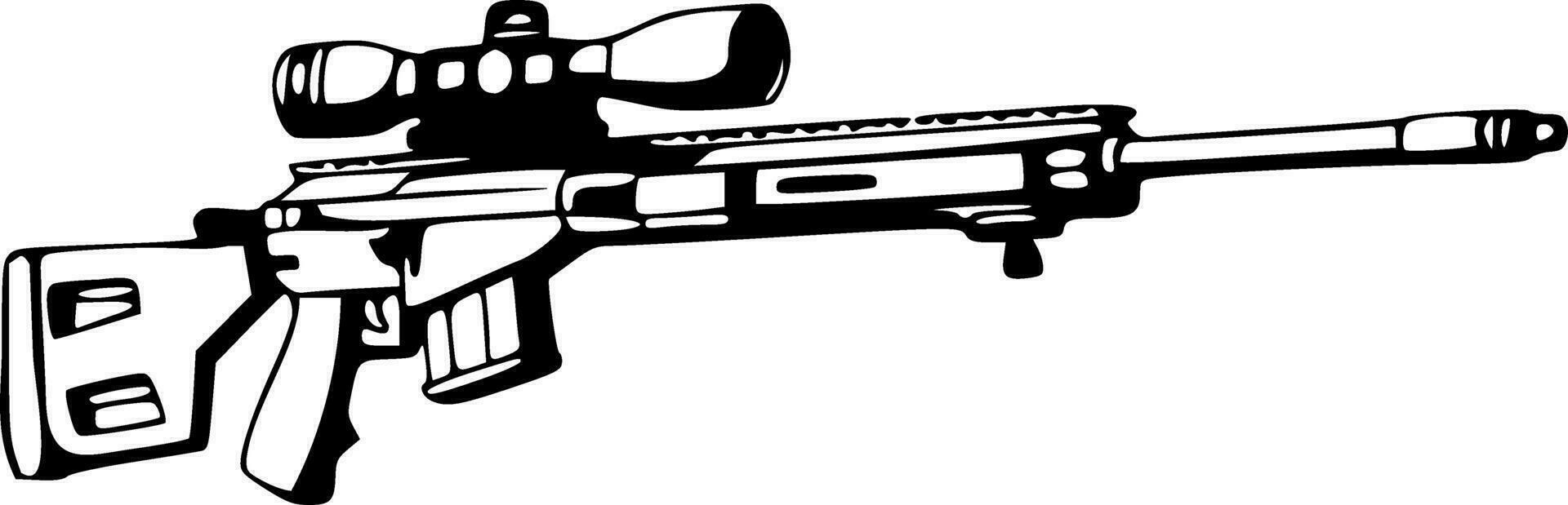 Sniper rifle gun black outlines vector illustration