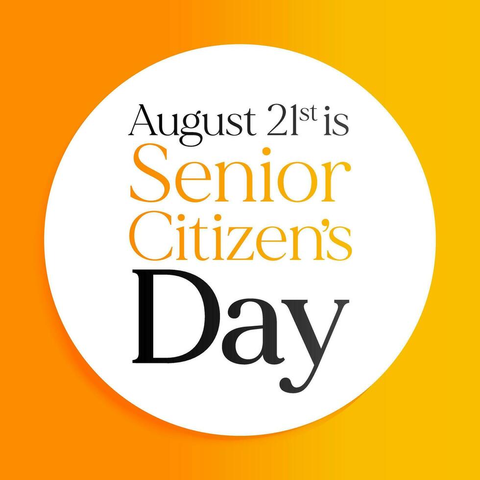 World Senior Citizen's Day is observed every year on August 21. The day is known to increase awareness of the factors and issues that affect older adults, such as age deterioration. Vector art