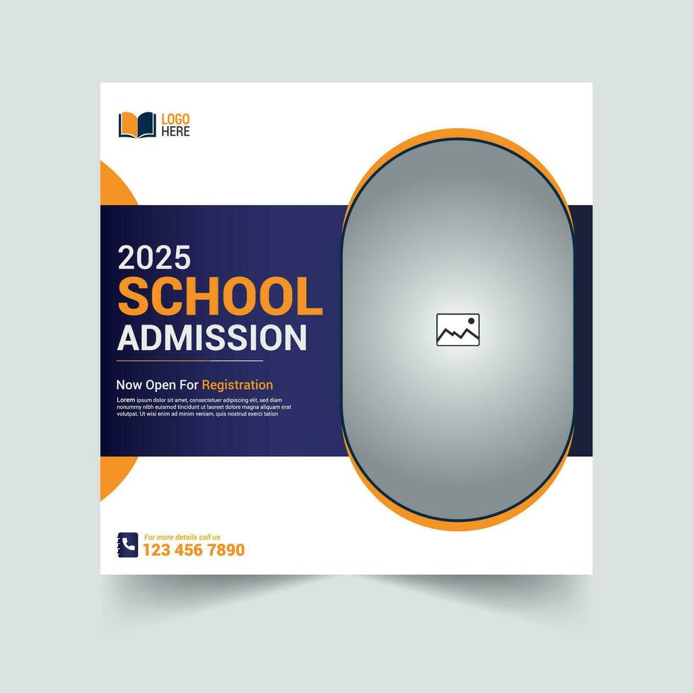 School Admission Promotion Post Template, Back to school social vector