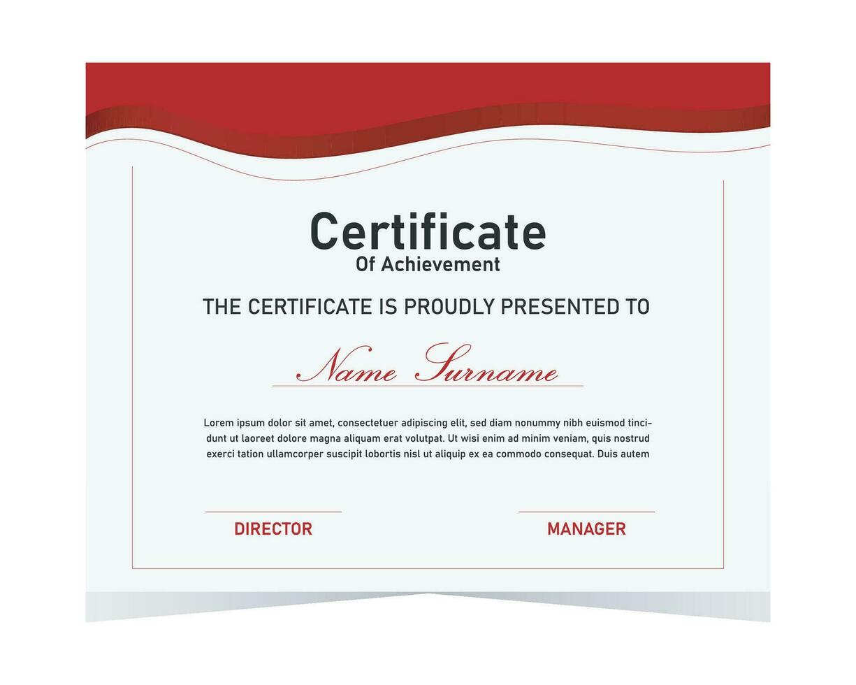 Premium Red and White Certificate Template. EPS 10 Vector. vector