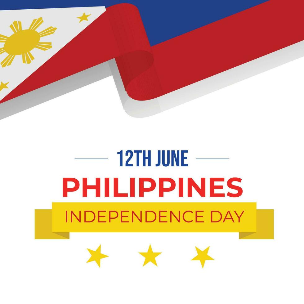 Philippine independence day background with waving flag. 12th June Philippines Independence Day Banner. Vector Illustration