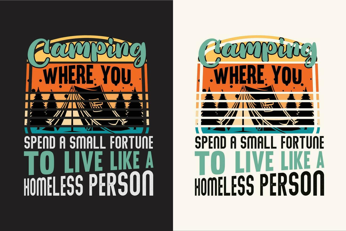Camping t shirt design retro vintage color print ready files vector