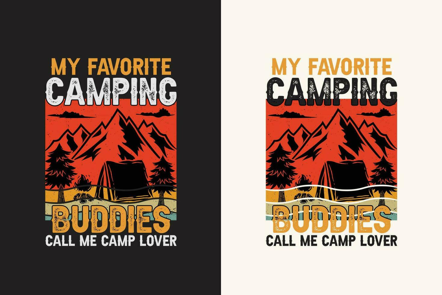 Camping t shirt design retro vintage color print ready files vector