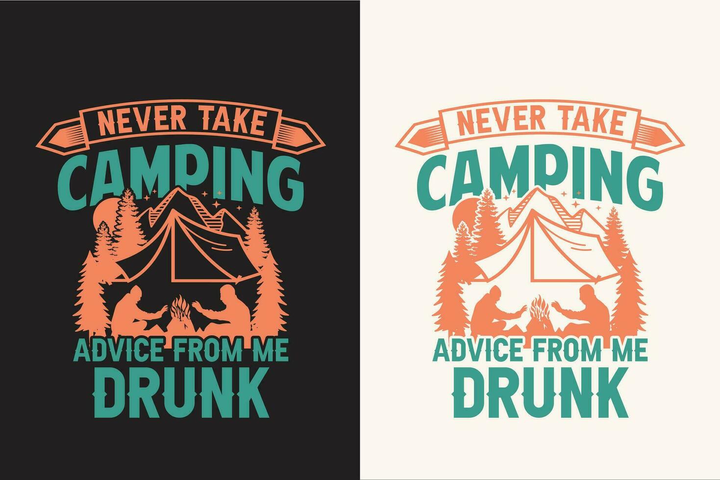 Camping t shirt design retro vintage color print ready files vector