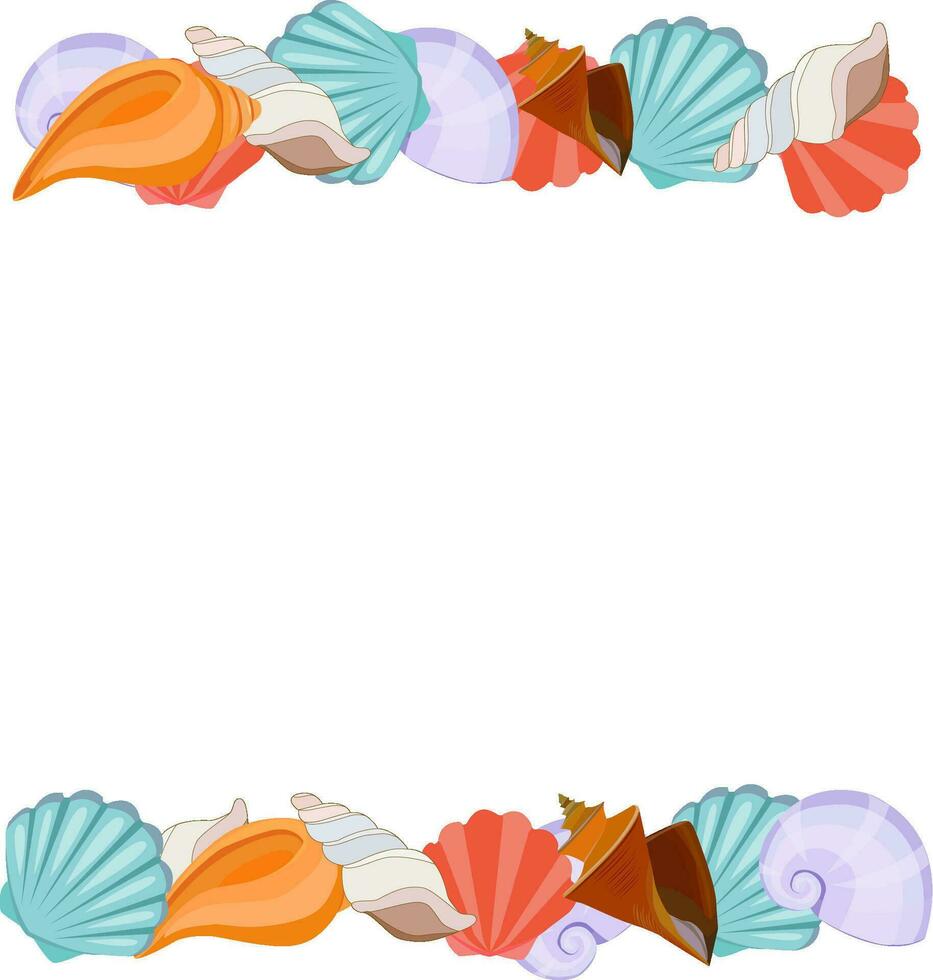 frame made of seashells and other inhabitants of the seas. different starfish vector