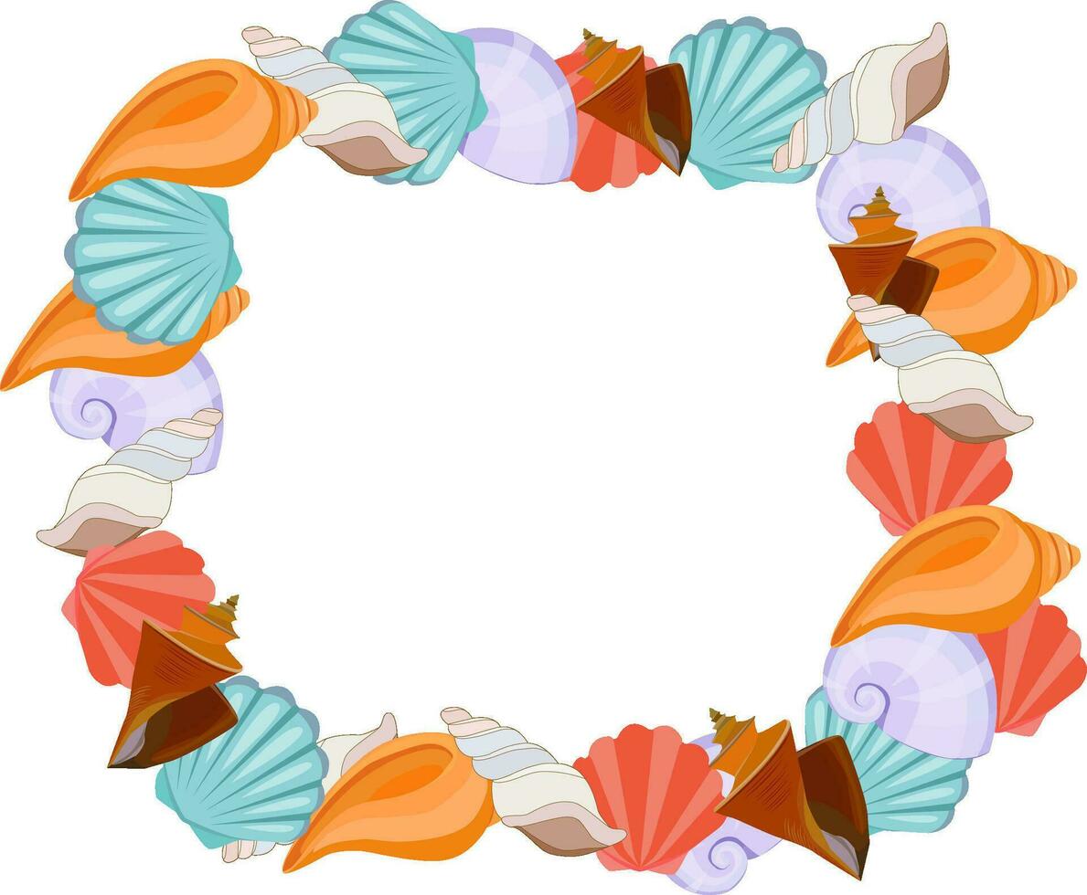 frame made of seashells and other inhabitants of the seas. different starfish vector
