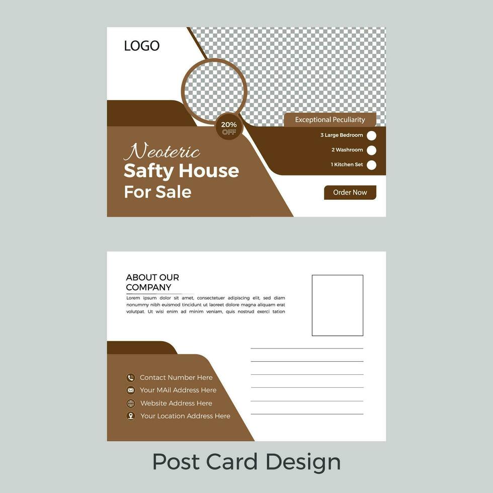 Modern corporate Free vector minimalist gold real estate postcard design template