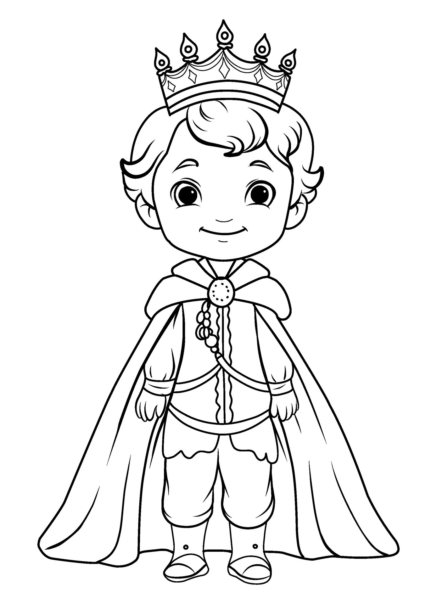 Prince coloring page. Coloring page prince in a crown and royal clothes