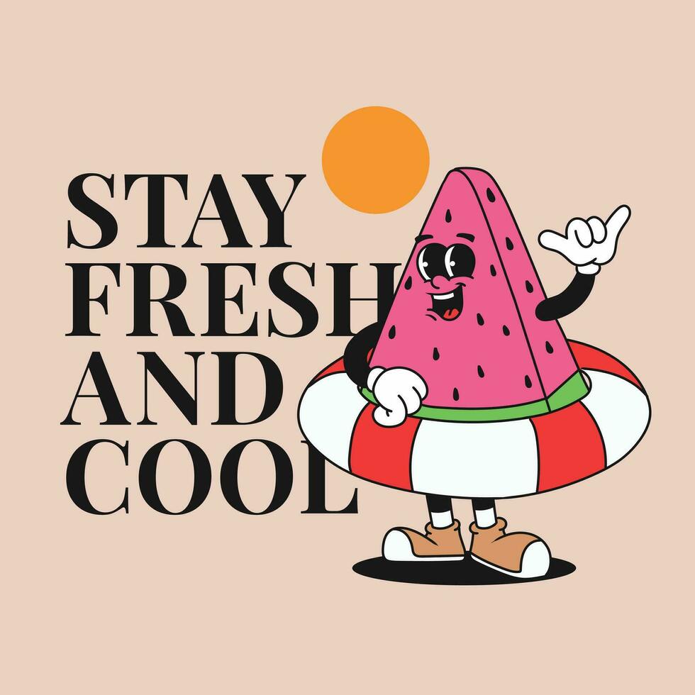 retro groovy mascot character illustration vector