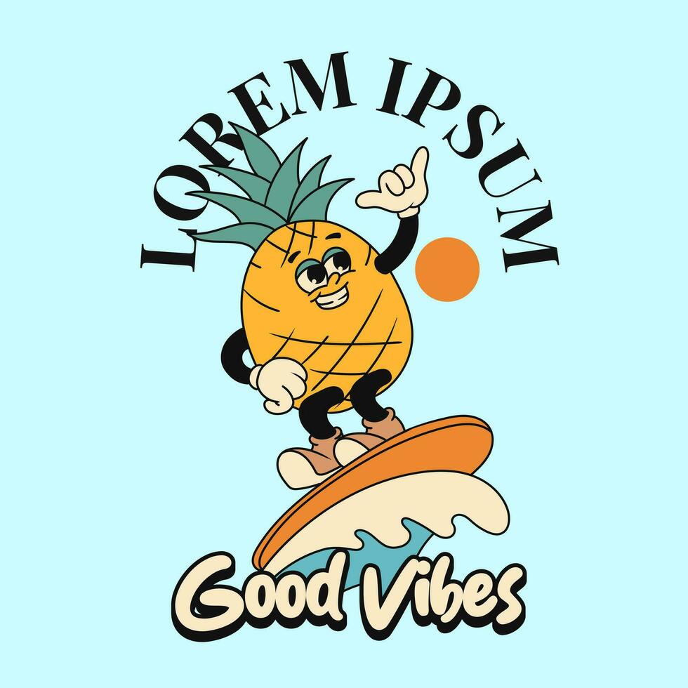 retro groovy mascot character illustration vector