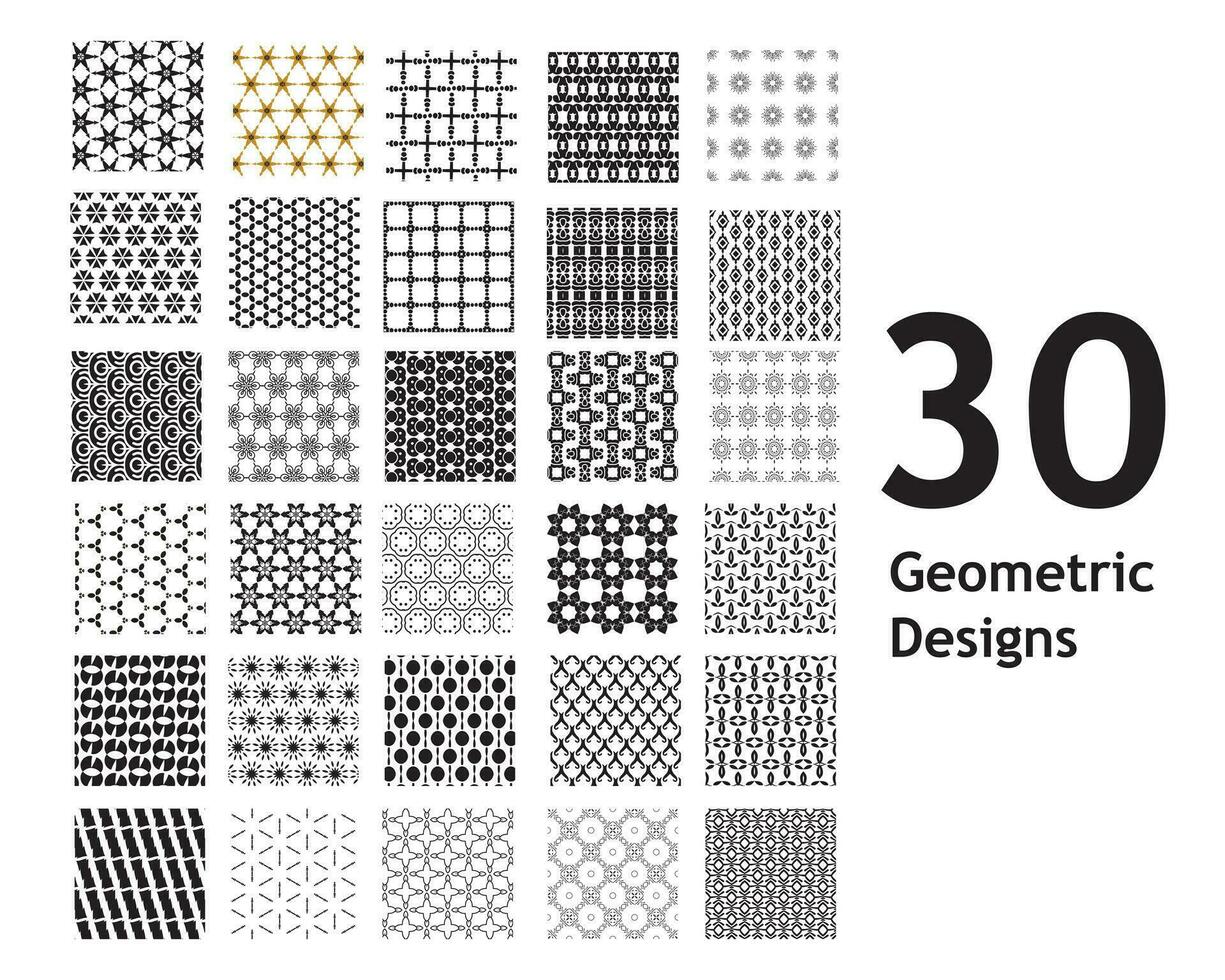 Universal different geometric patterns. Collection of geometric ornamental patterns. vector
