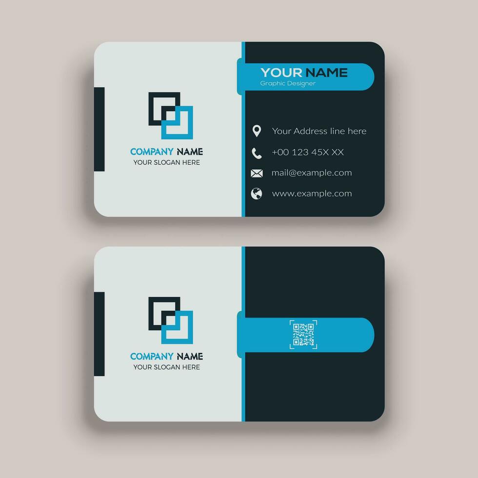 Modern clean fresh professional Round corner business card template design vector