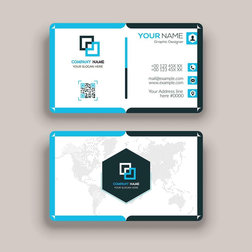 Modern clean fresh professional Round corner business card template design vector