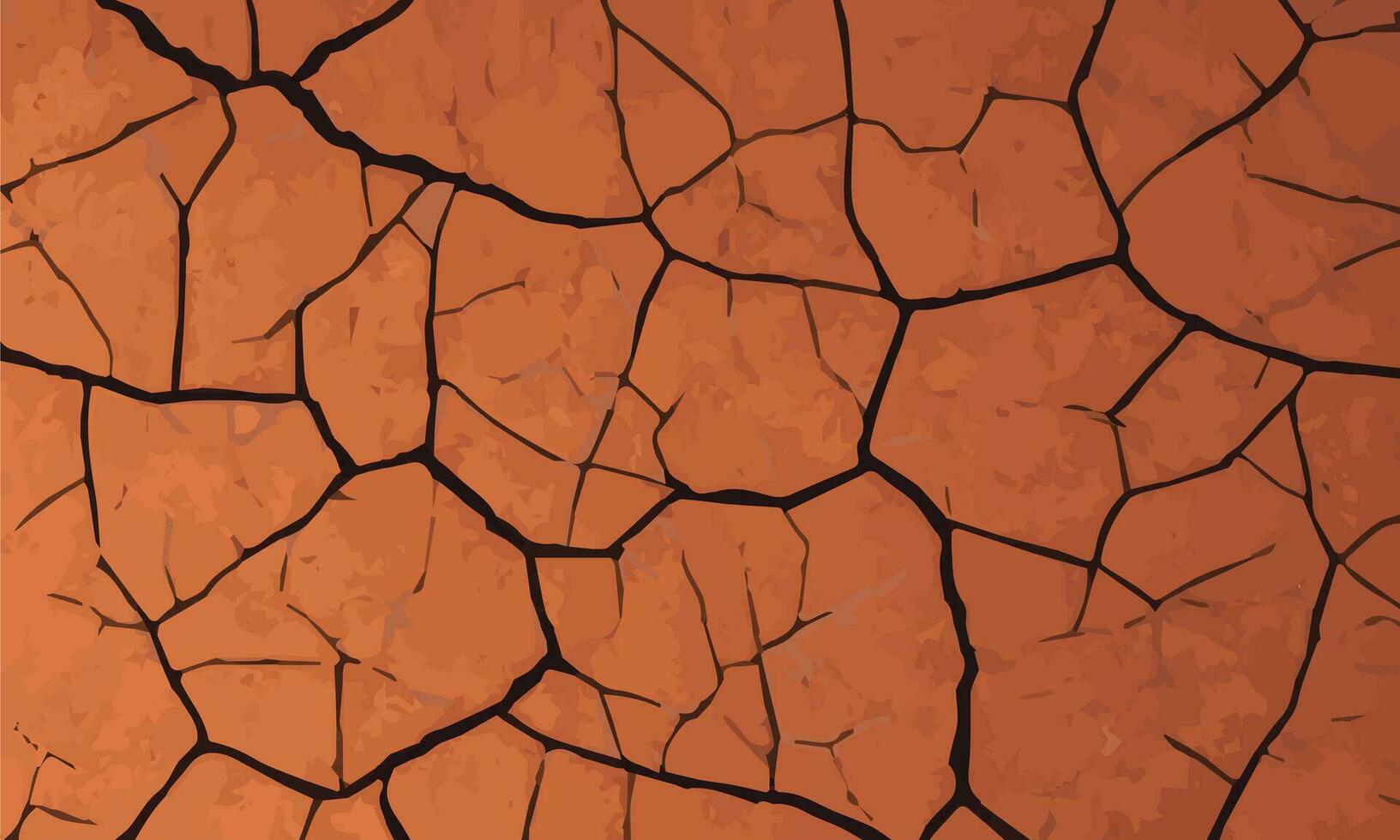 Cracked earth, cracked soil. dry and broken orange soil vector background