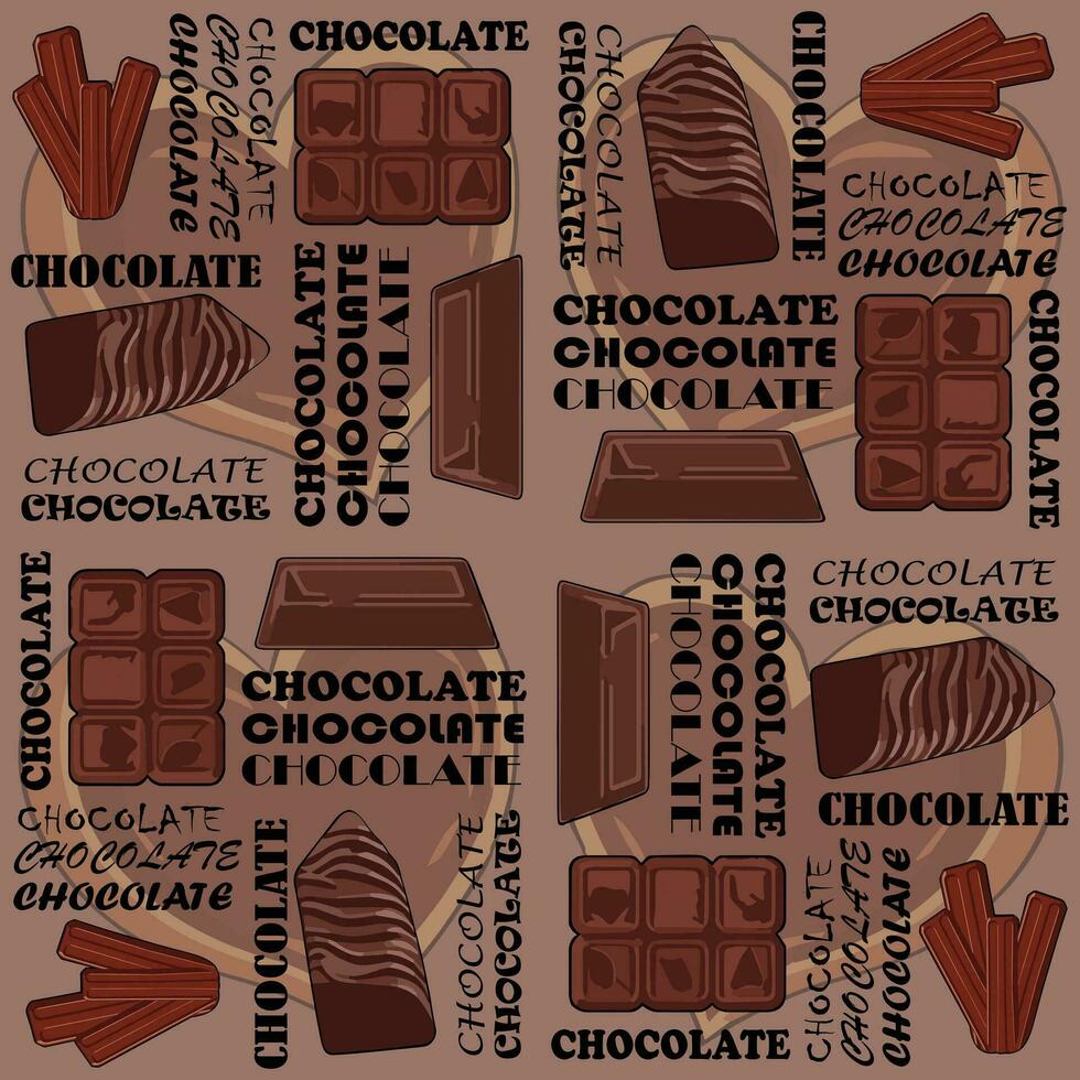 Chocolate pattern seamless vector on brown background , chocolate pattern seamless wallpaper
