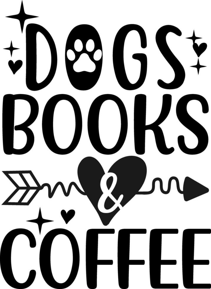 Dogs Books And Coffee vector