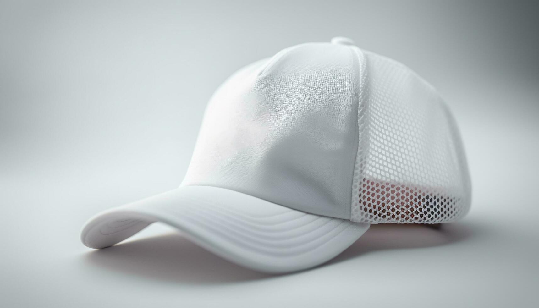 Blue baseball cap on white background, symbol of sports industry generated by AI photo