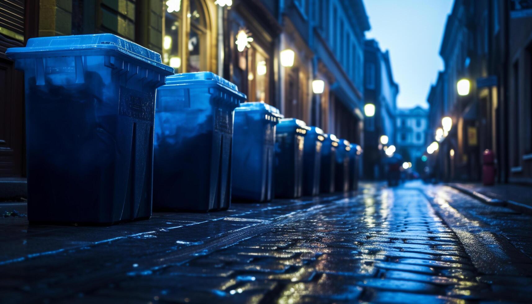 Rainy night in historic city, glowing lanterns illuminate architecture generated by AI photo