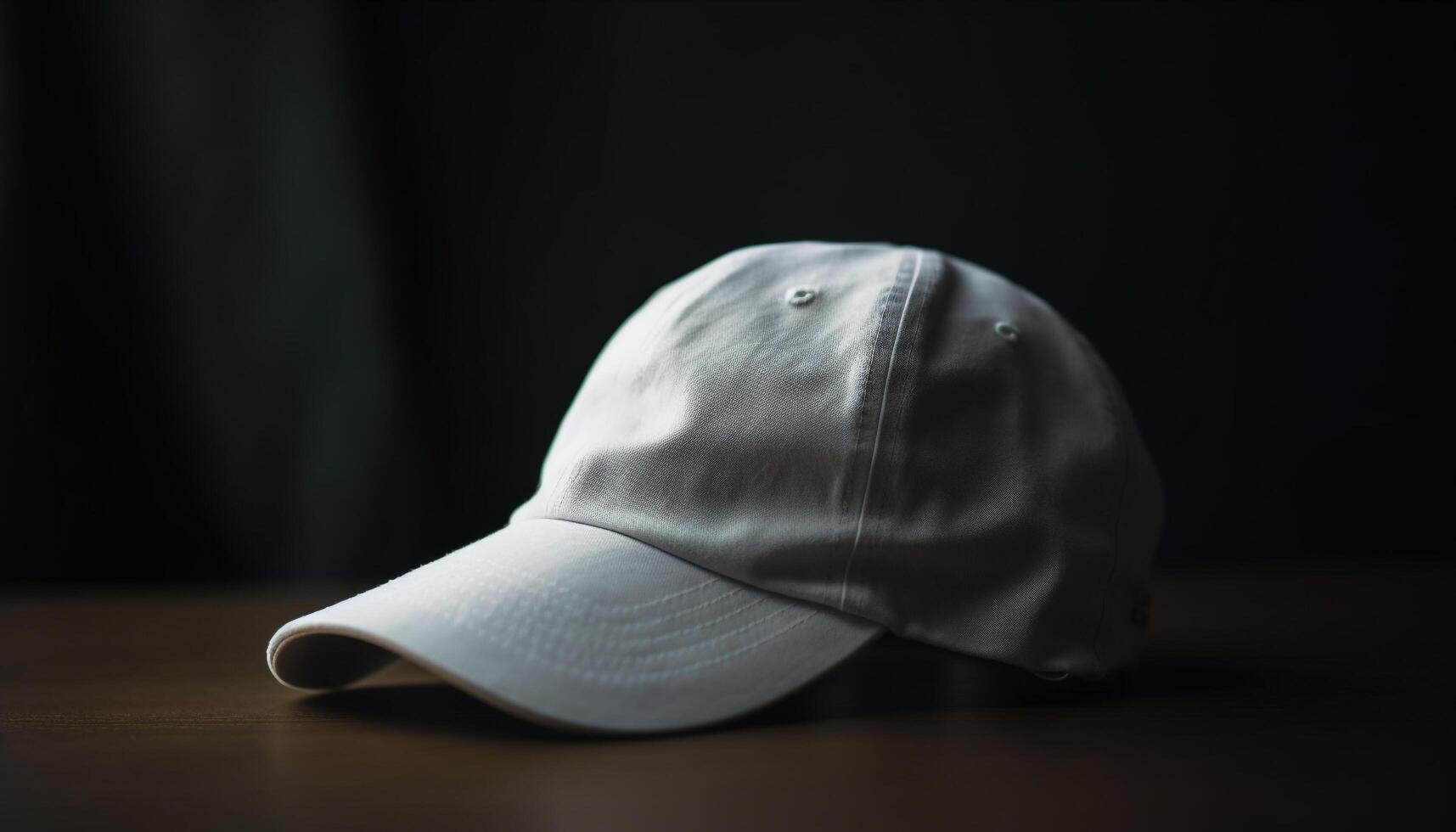 moderno hombres béisbol gorra diseño en negro fondo, elegante y casual generado por ai foto