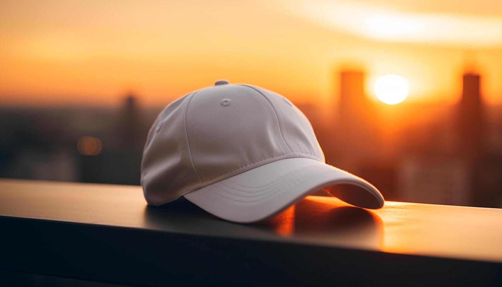 Athlete in baseball cap enjoys sport in modern cityscape generated by AI photo