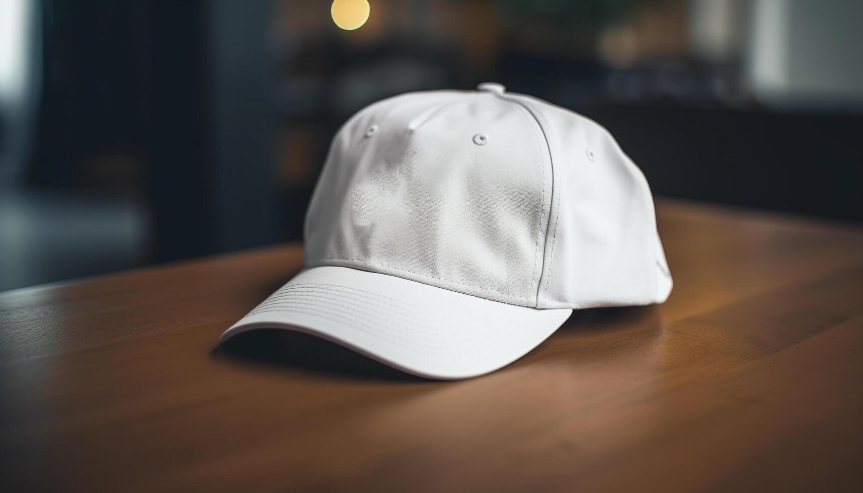 moderno béisbol gorra diseño en limpiar blanco pared dentro Tienda generado por ai foto