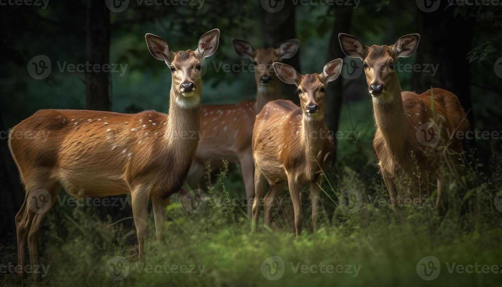 joven gama pasto en verde prado, rodeado por naturaleza belleza generado por ai foto