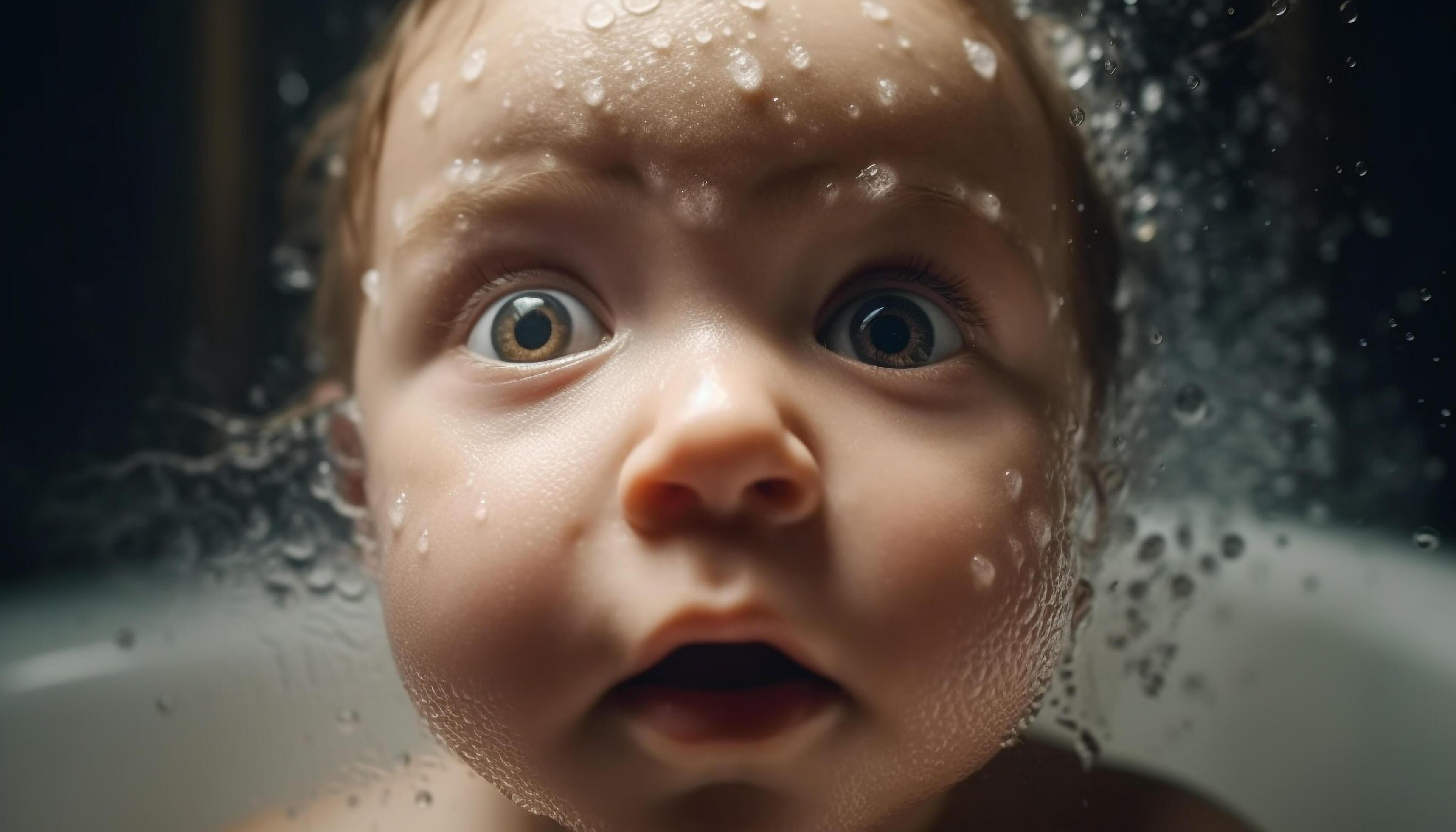 Smiling toddler splashing in bathtub, enjoying clean water and hygiene generated by AI 25258714