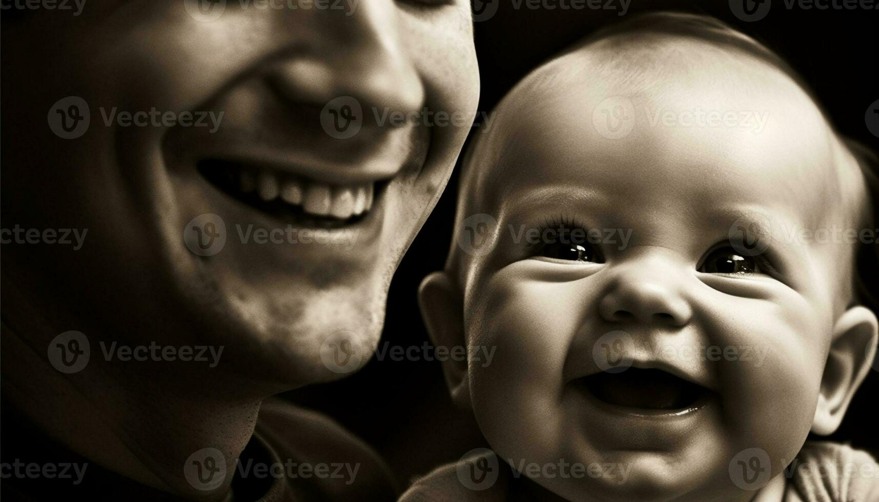 A loving family embraces their newborn with toothy smiles generated by AI photo