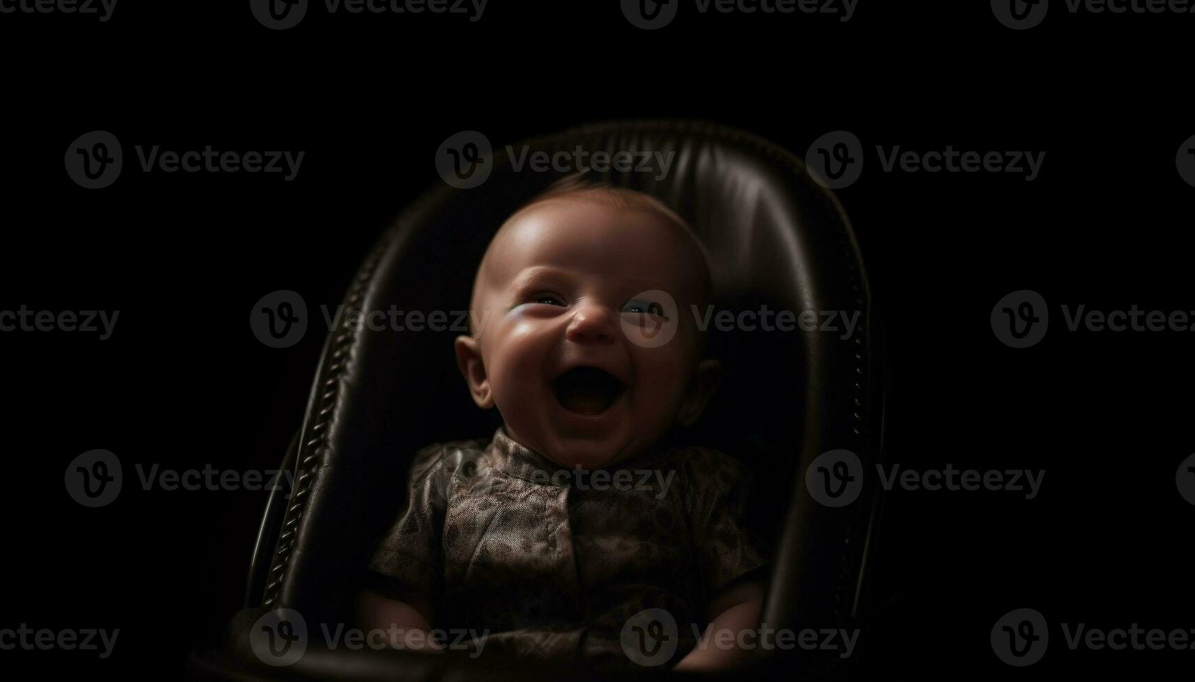 linda bebé chico y niña sonriente en retrato en negro antecedentes generado por ai foto