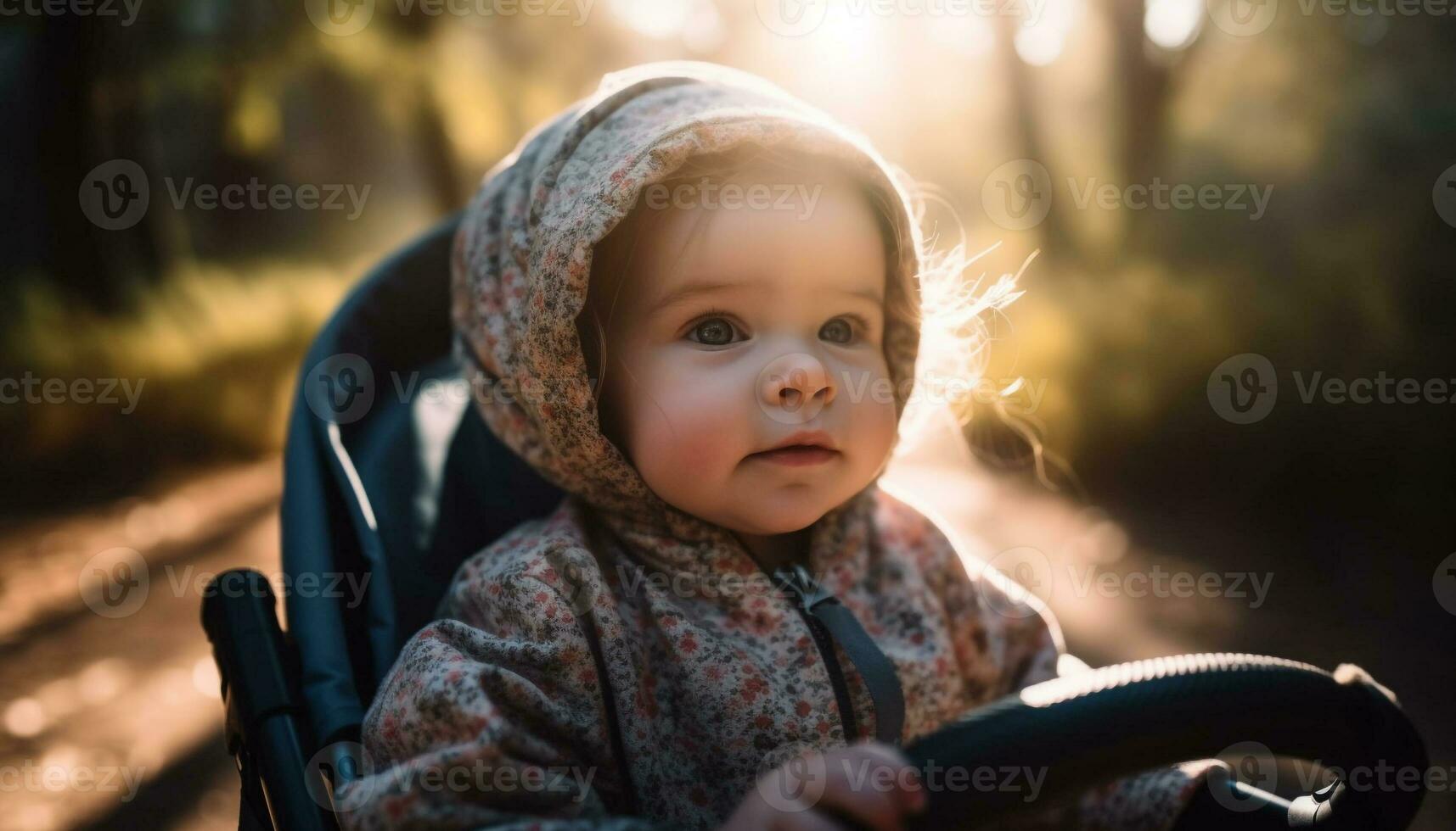 Smiling baby boy enjoys nature beauty in playful outdoor portrait generated by AI photo