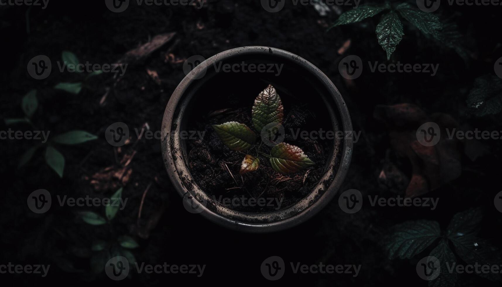 Fresh green seedling grows in wet forest, beauty in nature generated by AI photo