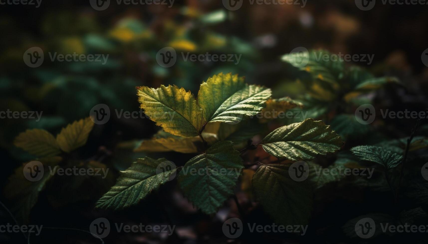 Vibrant autumn foliage on uncultivated maple tree in tranquil forest generated by AI photo