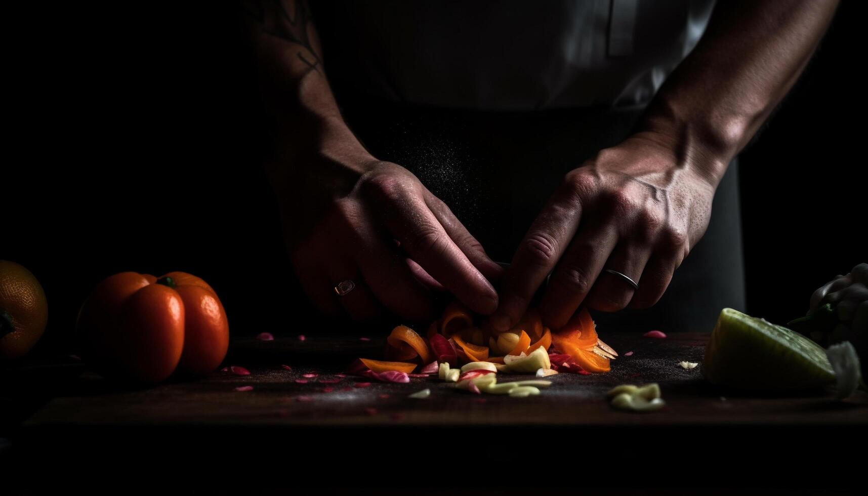 sano vegetariano comida preparación Fresco ingredientes, gastrónomo creatividad, orgánico naturaleza generado por ai foto