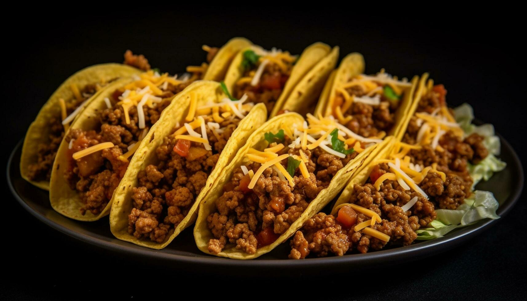 Mexican gourmet meal with beef, guacamole, and spicy salsa sauce generated by AI photo