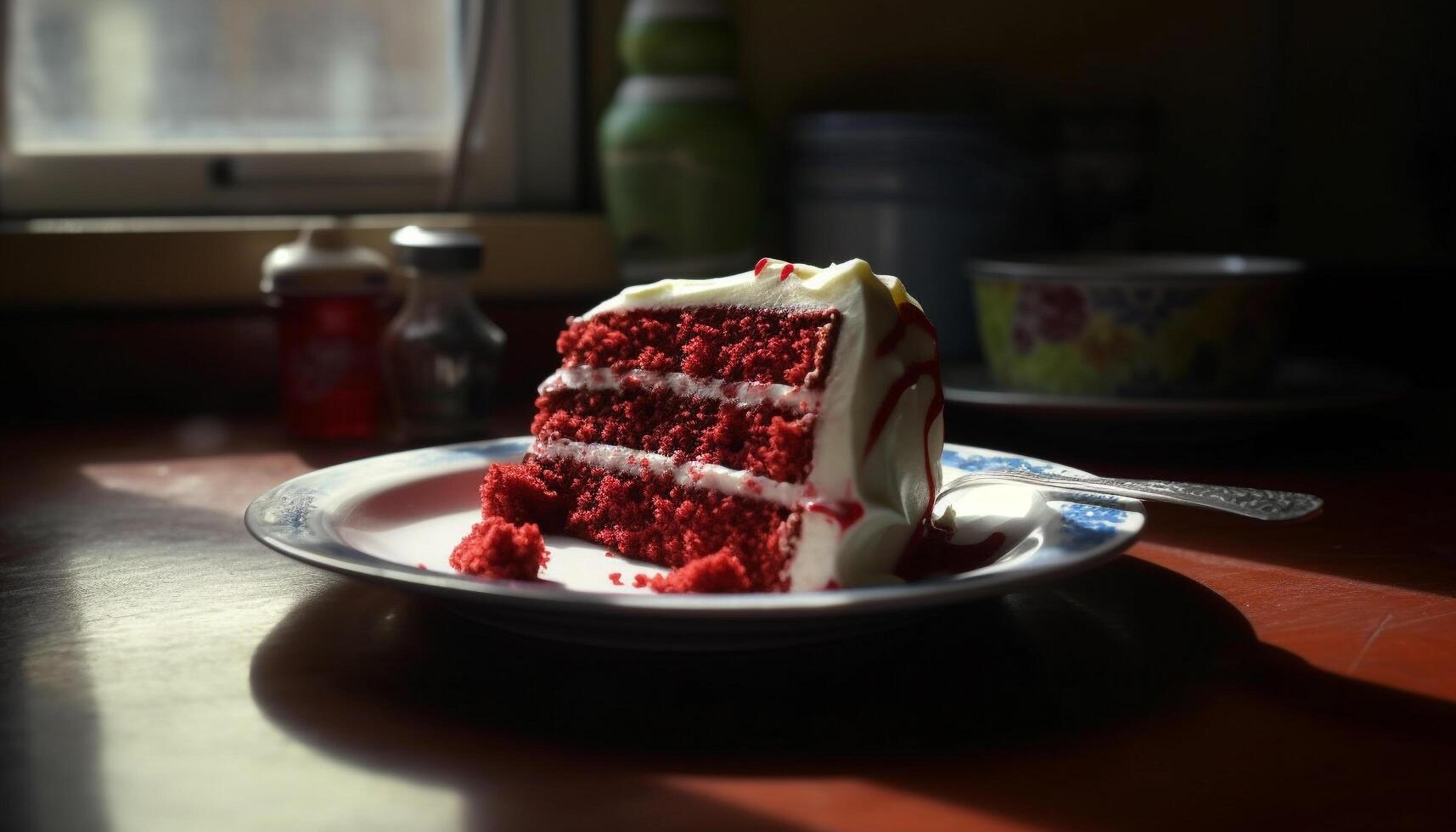 Indulgent homemade cheesecake with fresh berry fruit and whipped cream generated by AI photo